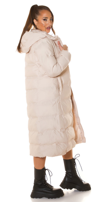 Trendy XL Winterjacket with hood Beige